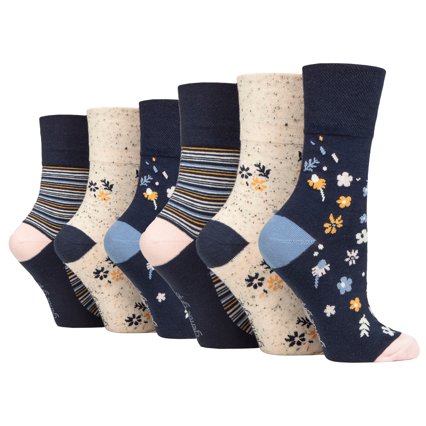 6 Pairs Ladies Cotton Socks - Ditsy Floral