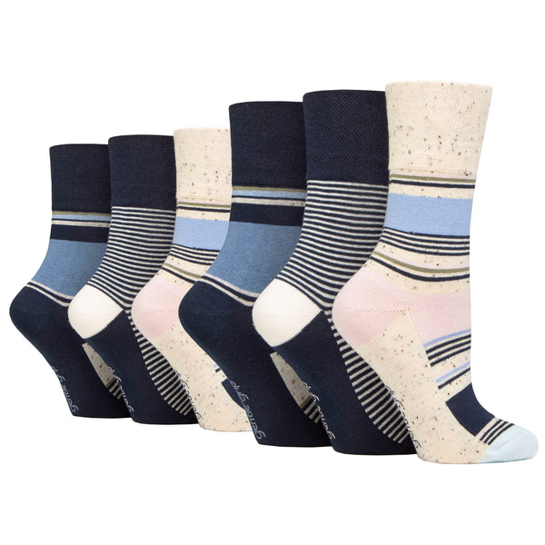 6 Pairs Ladies Cotton Socks - Sherbet Stripe