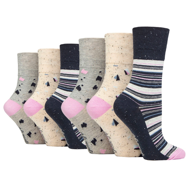 6 Pairs Ladies Cotton Socks - Summer Terazzo