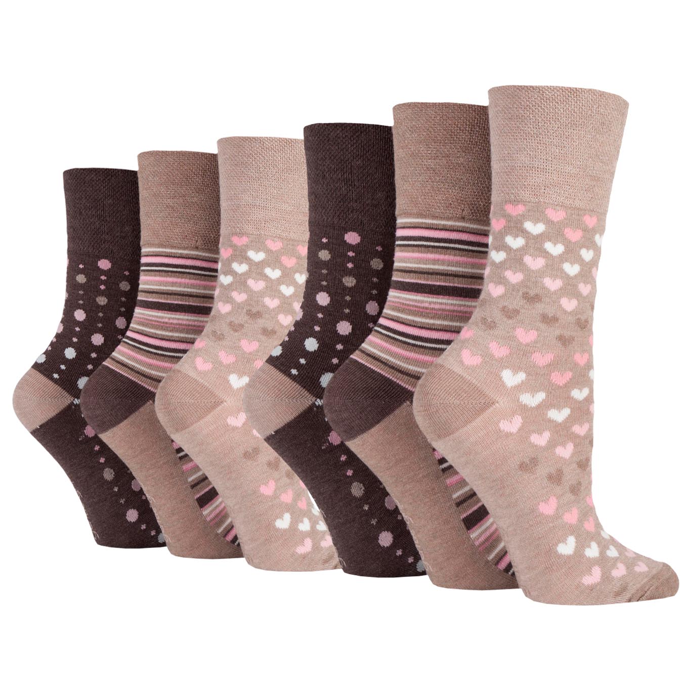 6 Pairs Ladies Bamboo Socks - Neutral