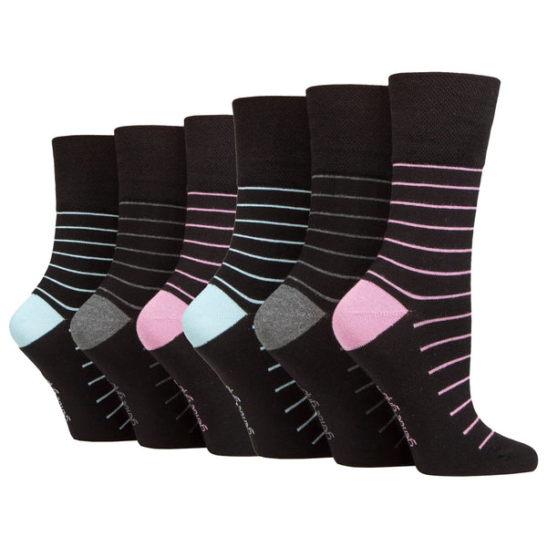 6 Pairs Ladies Bamboo Socks - Minimal Stripe