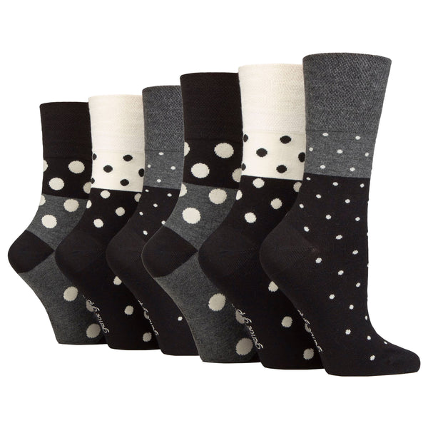 6 Pairs Ladies Bamboo Socks - Mono Spots