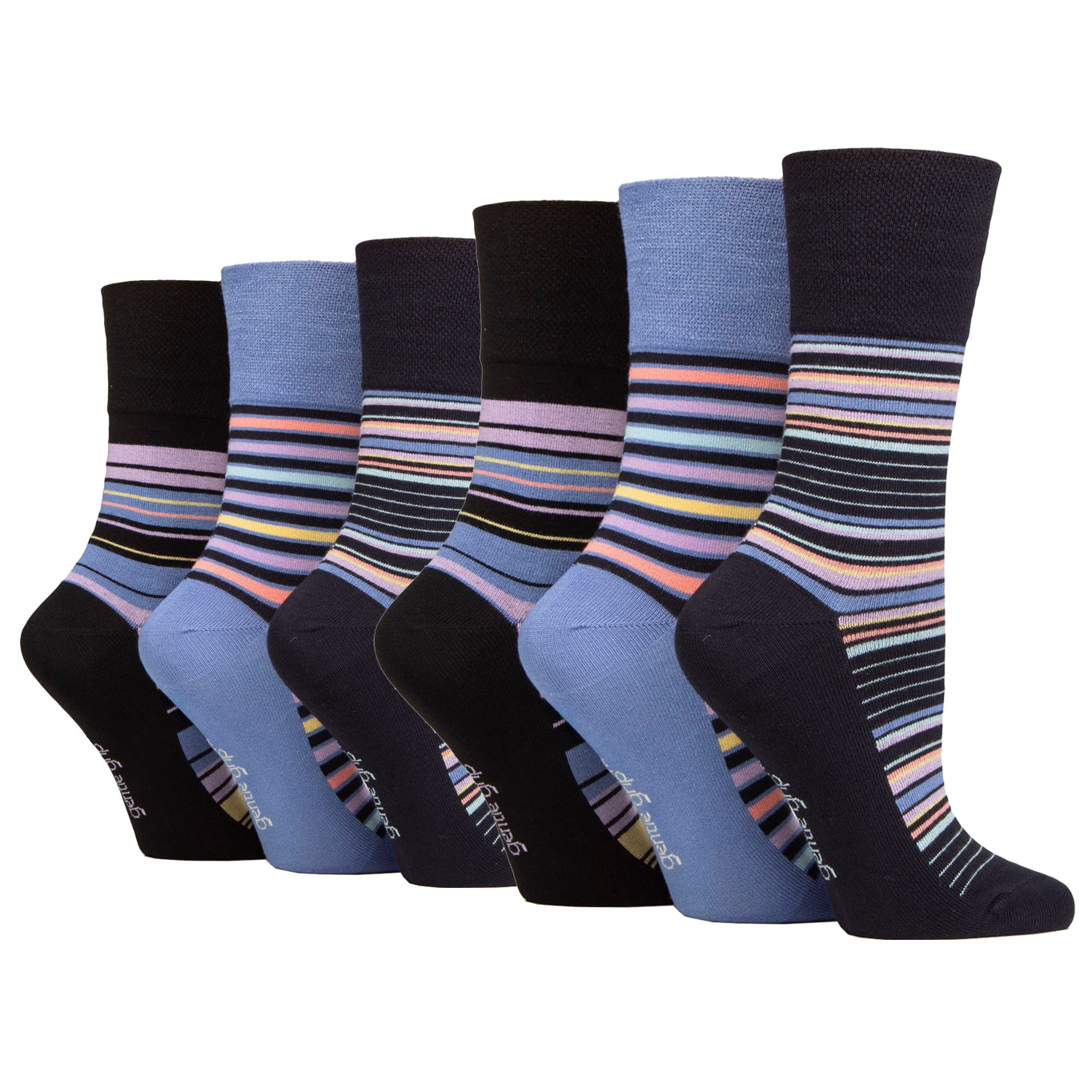 6 Pairs Ladies Bamboo Socks - Stripey Array