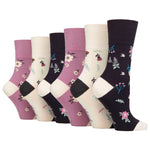 Load image into Gallery viewer, 6 Pairs Ladies Bamboo Socks - Botanical Bloom
